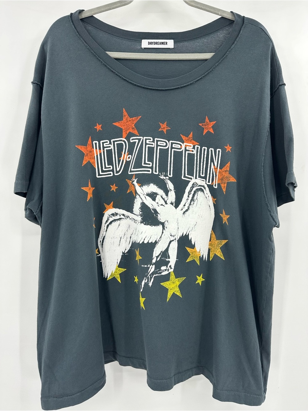 Daydreamer Led Zeppelin Tee in Slate Gray with White, Orange and Yellow Stars